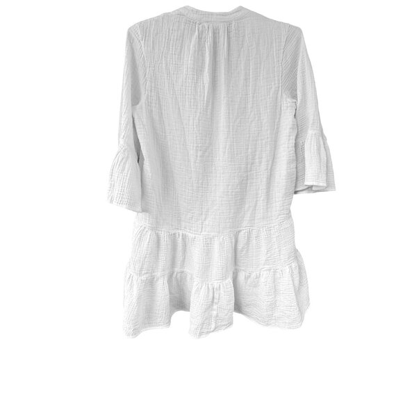 Faherty Kasey Cotton Gauze Casey Tiered Ruffle Bell 3/4 Sleeves Dress.Size Small - Picture 4 of 10